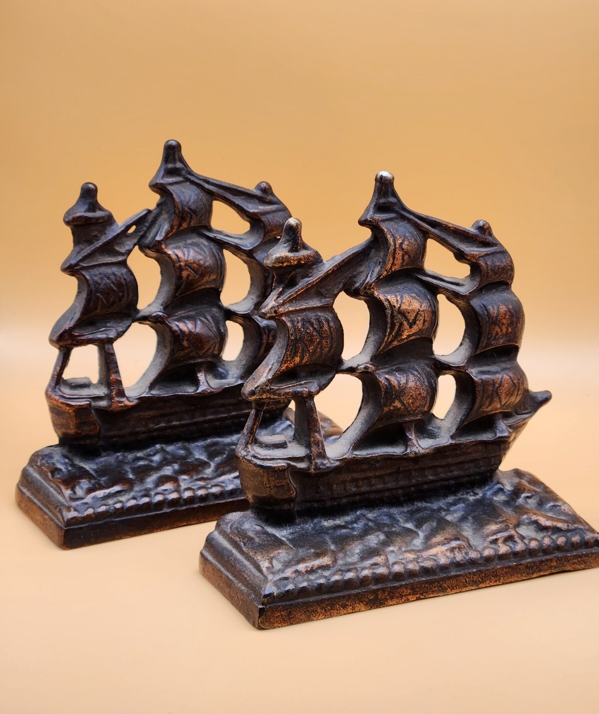 Vintage Cast Iron Constitution Ship Bookends eBay