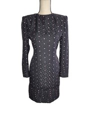 Saks Fifth Avenue David Hayes Silk Polka Dot Midi Vintage Dress Size 8