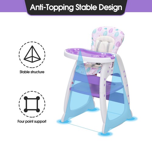 Sillas altas para bebé 3 en 1 asiento elevador para alimentación infantil pequeño con bandeja ajustable - Imagen 7 de 12