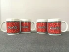 Coca-Cola Vintage Coffee Mugs Stained Glass Red/Green 1996 + 8 Xmas Coasters