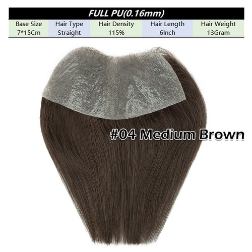 Forehed Topper Mens Toupee Human Hair Replacement System V-loop Super Thin Skin - Picture 27 of 48