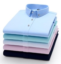 Mens Non Iron Shirts Long Sleeves Diamond Formal Business Casual Dress Shirts