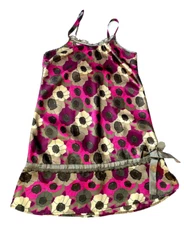 Chanteuse Intimates Women's Medium Silky Purple Satin Floral Print Nightie