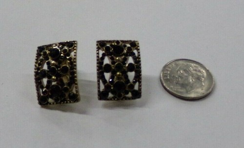 Vintage Clip On Earrings Set Signed Monet With Dark Ruby Red Rhinestones - Picture 2 of 3