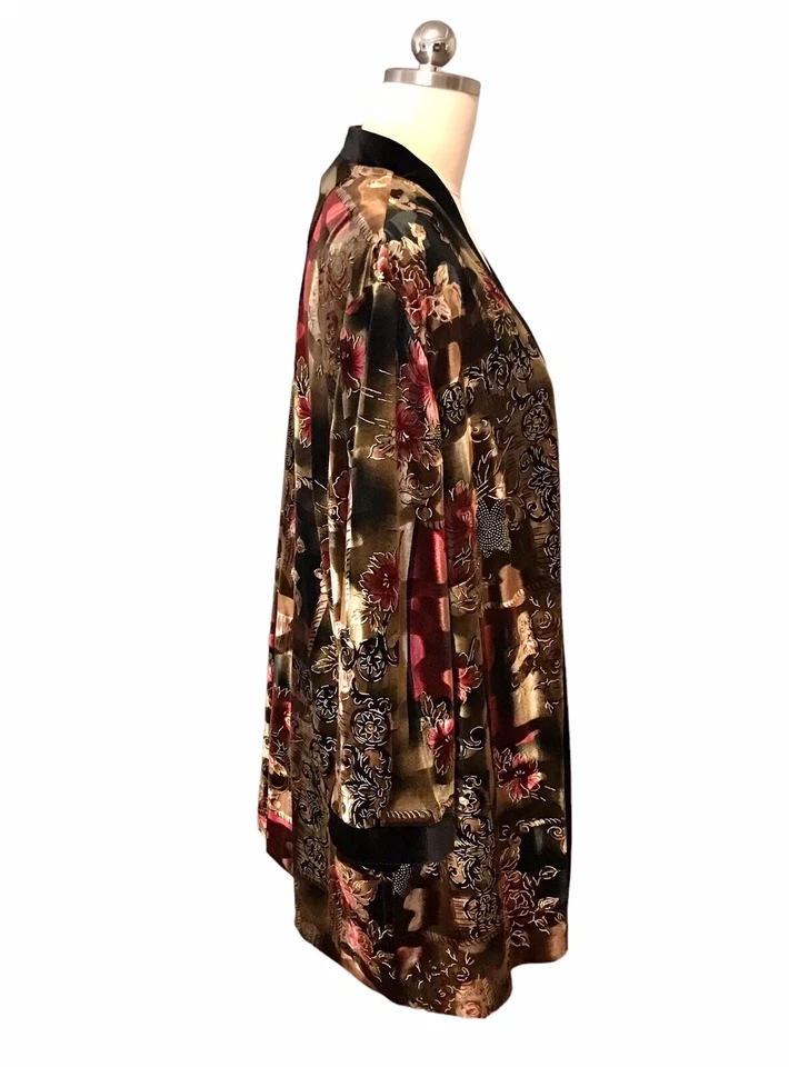 Chaqueta Kimono Terciopelo R&M Richards De Colección Integrada Top Boho Artística Para Mujer Talla Grande 2X Foto 3 de 4