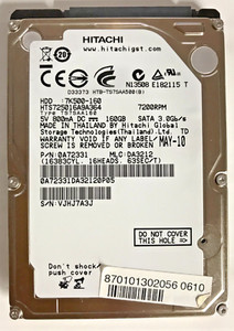 160 GB SATA NOTEBOOK FESTPLATTE HITACHI  HTS725016A9A364 2,5'' ZOLL #NFP615