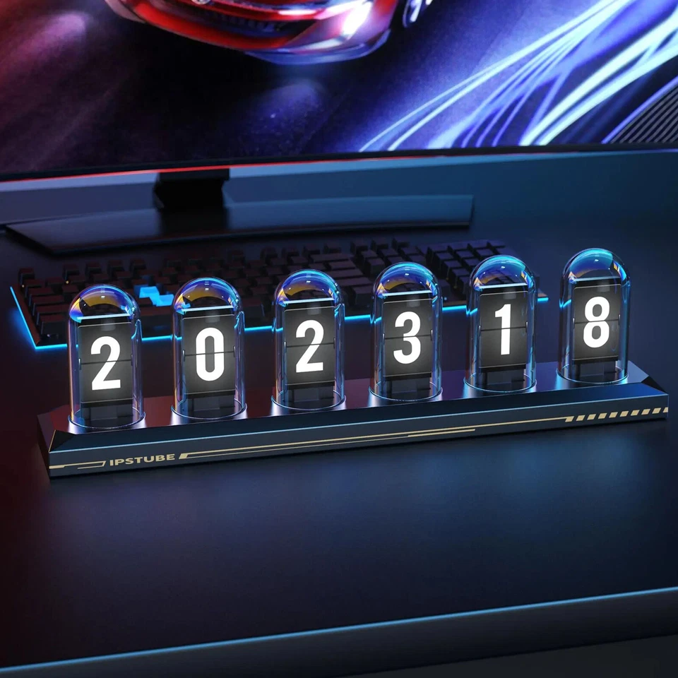 RGB Nixie Tube Clock LED Glows IPS Color Screen Gaming Desk Decor DIY background - Image 2 of 4