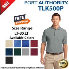 Port Authority TLK500P Mens Big  Tall Short Sleeve Silk Touch Polo With Pocket