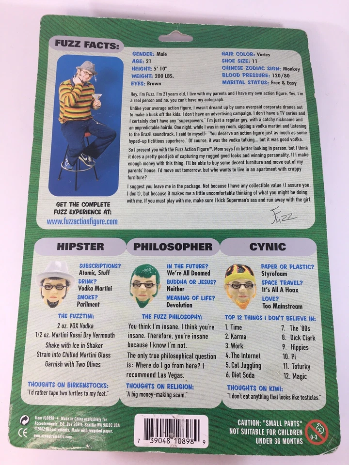 Figura de acción The Hipster FUZZ accesorios filósofo y cabezas cínicas selladas  Foto 2 de 4