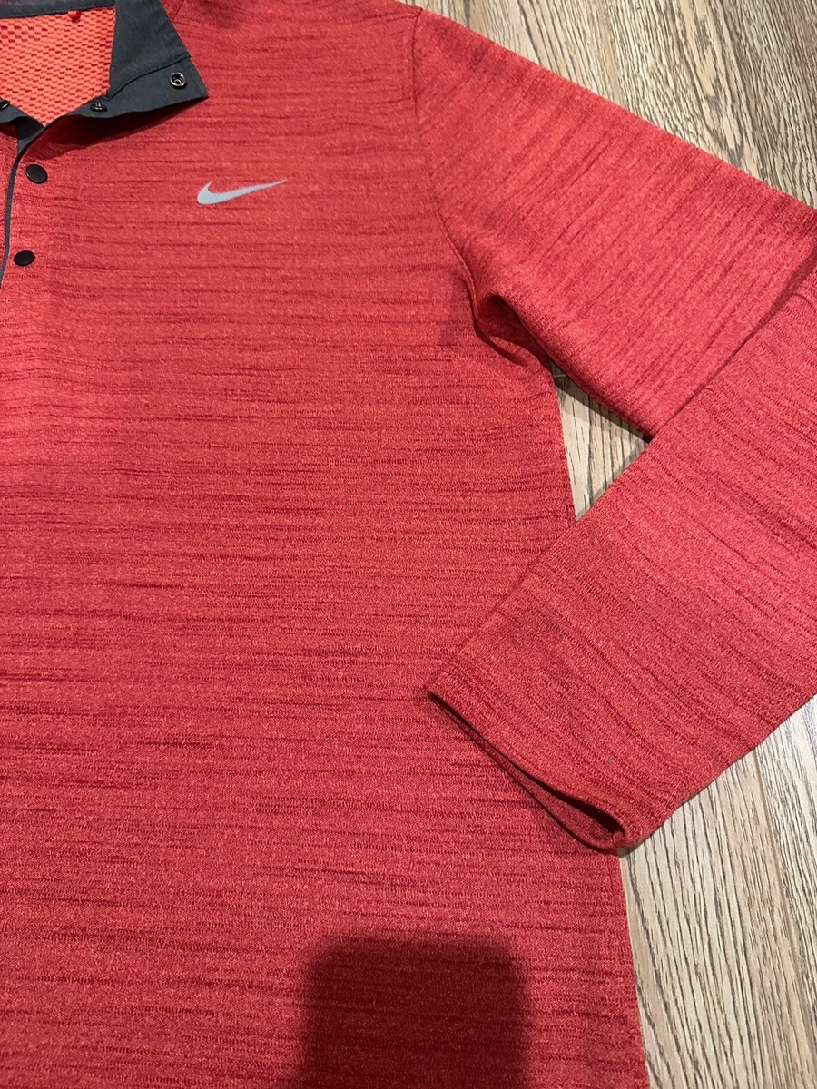 Nike Tiger Woods Collection Golf Red Long Sleeve Shirt Large