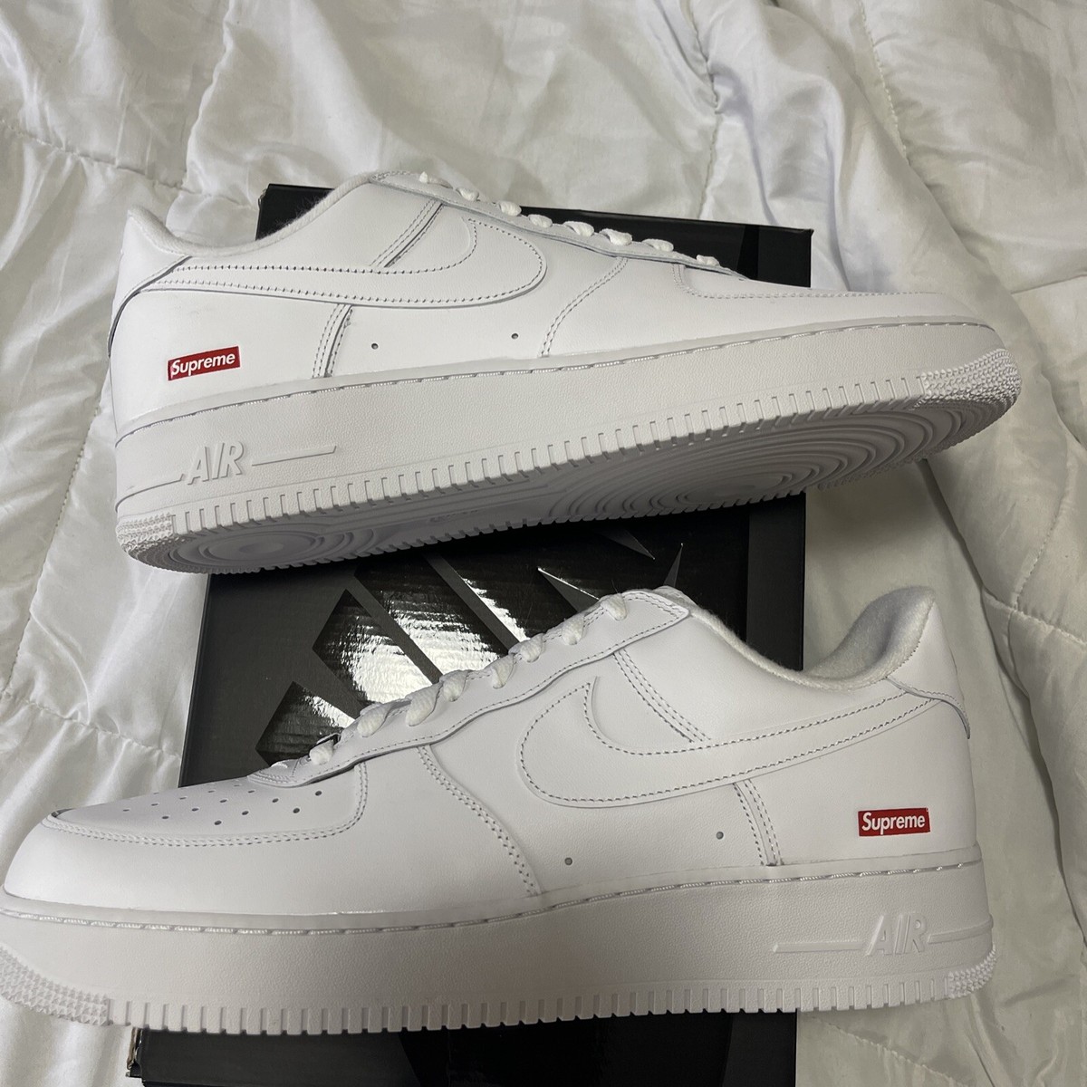 Size 13 - Nike Air Force 1 x Supreme Low Box Logo - White
