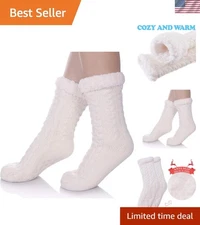 Women's Winter Super Soft Warm Cozy Fleece Lined Fuzzy Slipper Socks with Gri...