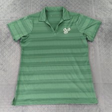 USF South Florida Bulls Polo Shirt Antigua Striped Short Sleeve Women Large