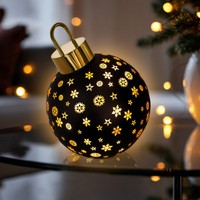 Led Weihnachts Glas Kugel Timer Batterie - 15 Cm - Advent Tisch Deko Aufsteller