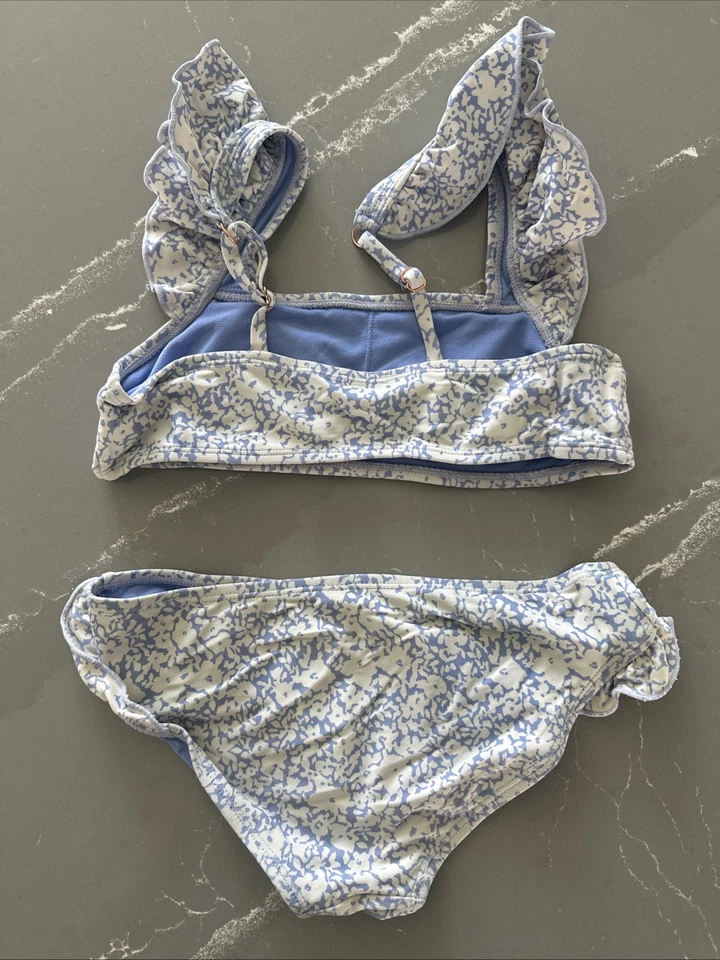 Girl’s Raisins Bikini Blue And White Ruffle Size 10 - Image 2 of 4