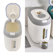 _Grain Storage Container Light Grey 10kg 22lb Large Capacity Press Lid Damp