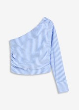 Bluse im Streifen-Dessin Gr. 40 Mittelblau Weiß Gestreift Damenbluse Top Neu*