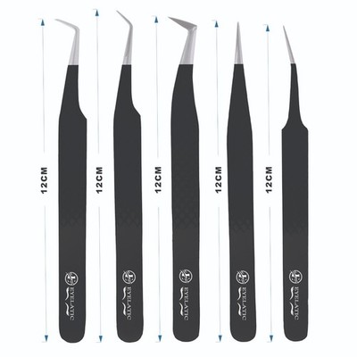 Professional Eyelash Extension Tweezers Set 5PCS Stainless Steel Precision Lash