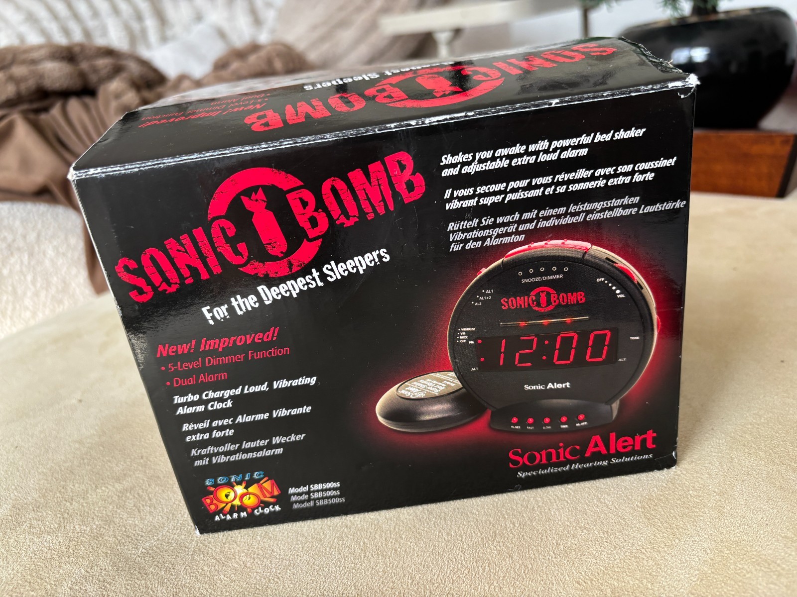 Sonic Boom SBB500ss Sonic Bomb Loud Plus Vibrating Alarm Clock