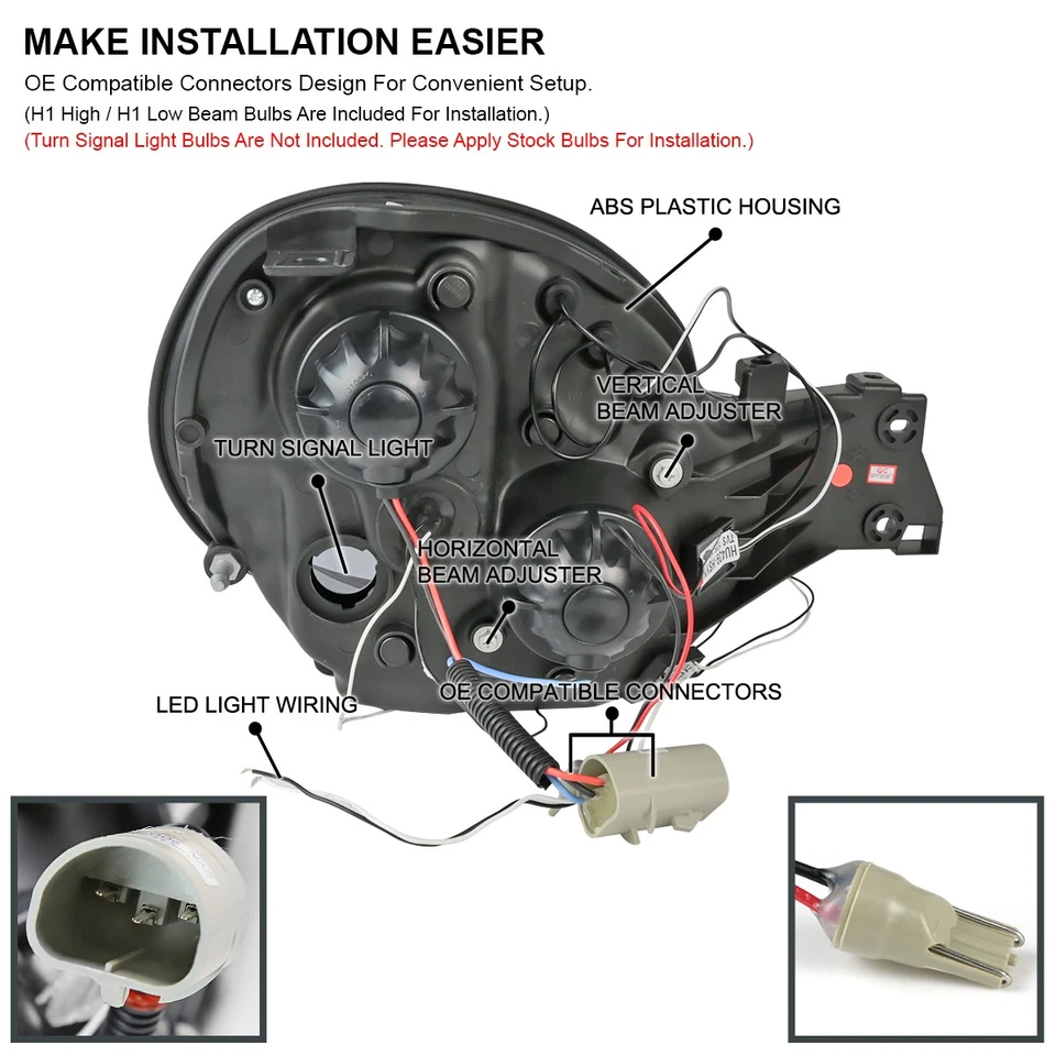Black Fits 2002-2003 Subaru Impreza WRX Outback LED Halo Projector Headlights Foto 4 de 4