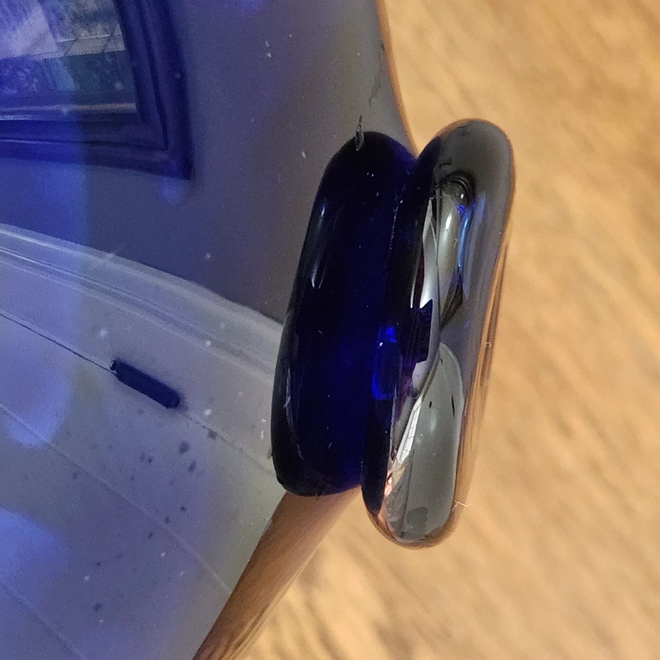 Vintage Cobalt Blue Hand-Blown Glass Fishing Float Orb Buoy Ball Globe 8" D - Image 3 of 4