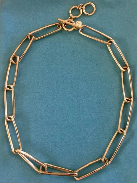 Talbots Gold Tone 20" L Modern Link Necklace, Adjustable w/ Circle & Bar Closure - Image 2 of 3