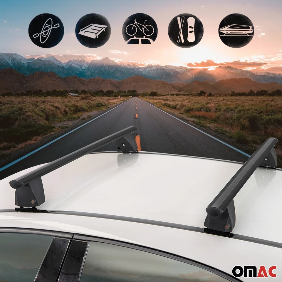 For BMW 325xi 01-06 OMAC USA Black Fix Points Roof Racks Cross Bar Foto 3 de 4