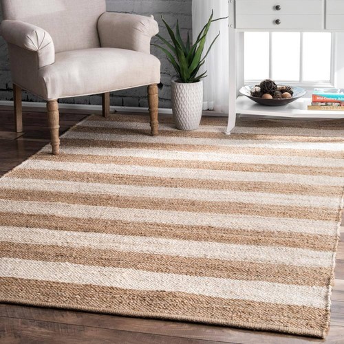 Alisia Stripes Jute Off White 4 ft. x 6 ft. Area Rug - Picture 3 of 11