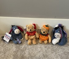 NWT 4 Winnie the Pooh  Eeyore Beanie Plush Disney Store Vintage