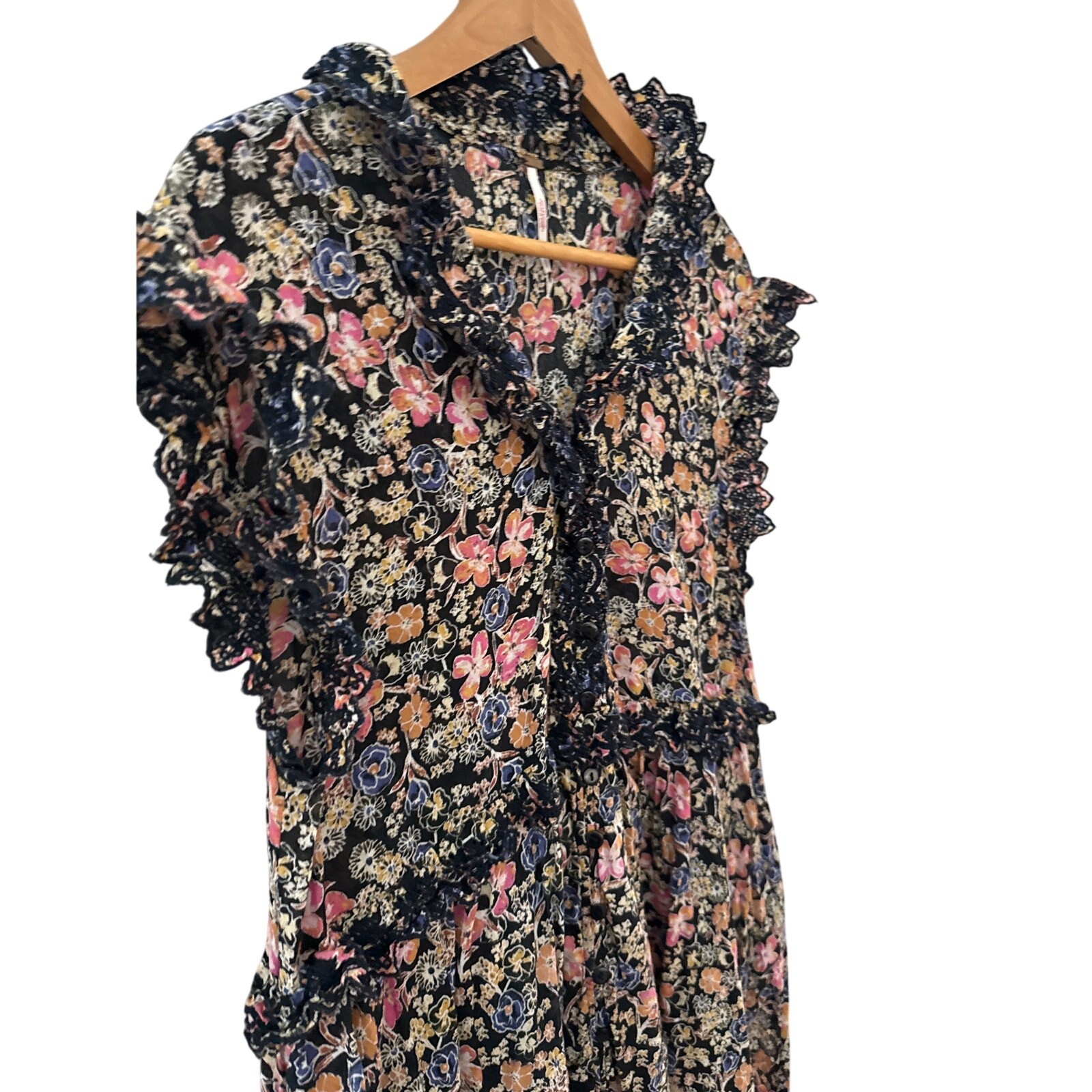 Free People Milania Flowy Midi Dress in Confetti Combo Size Small