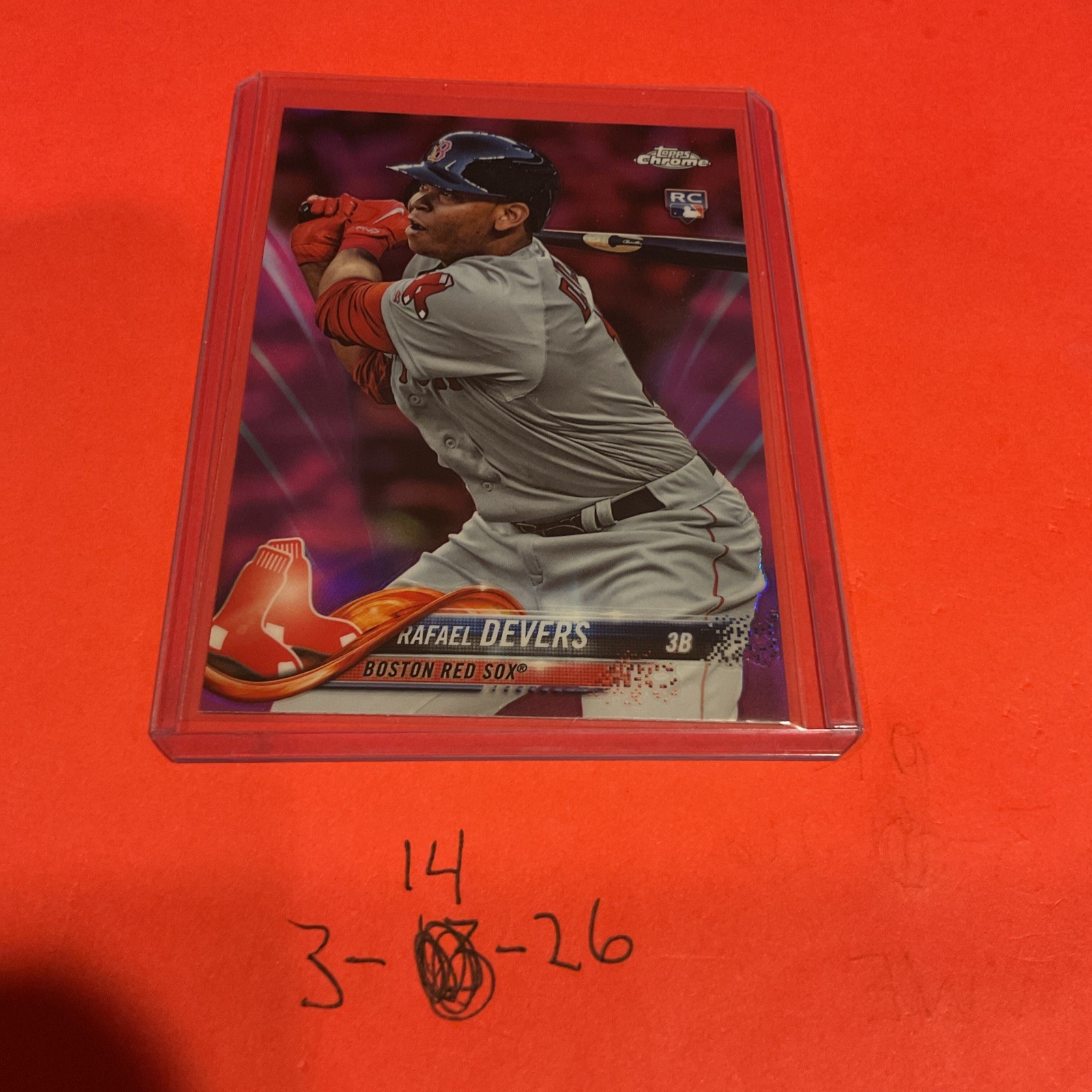 2018 Topps Chrome - Rafael Devers #25 Pink Refractor (RC)