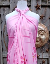 Floral Sarong Pareo Swim Cover Up - One Size