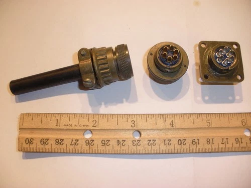 NEW - MS3106A 14S-6S (SR) with Bushing and MS3102A 14S-6P - 6 Pin Mating Pair