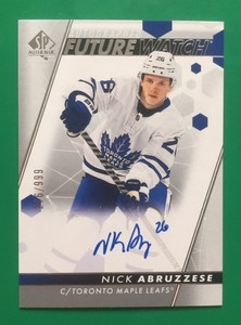 NICK ABRUZZESE (TORONTO) 2022-23 SP AUTHENTIC FUTURE WATCH AUTO RC #127 /999