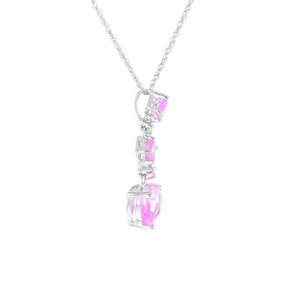 Synthetic Pink Sapphire Dangle Heart Necklace GVM8524