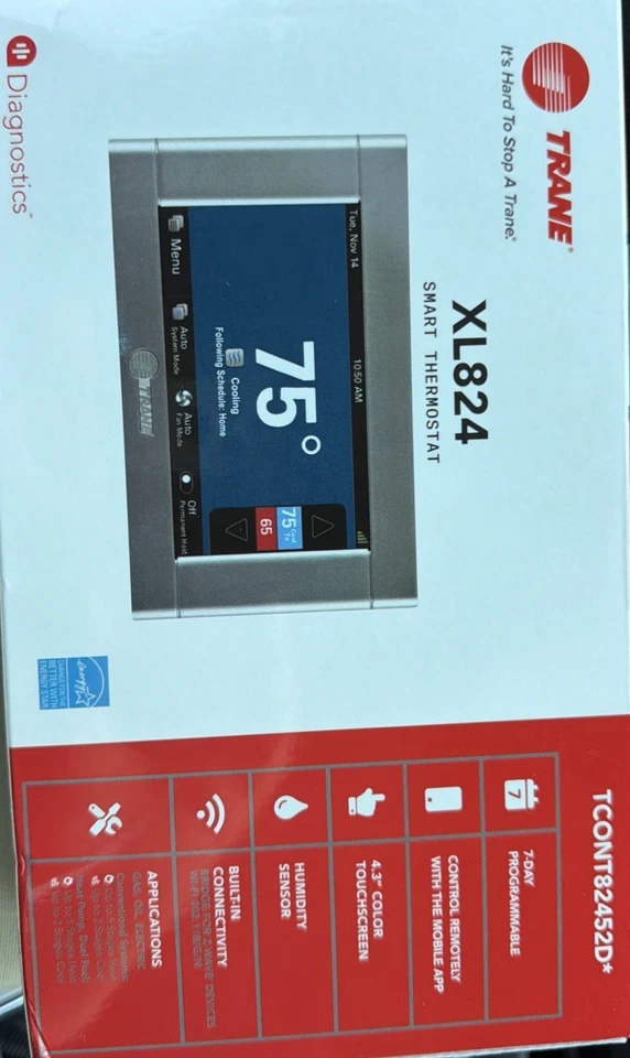 Train Smart Thermostat XL824 Model#TCONT82452D TOUCH SCREEN 4.3” Color - Image 2 of 4