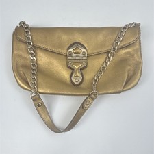 Michael Kors Gold Metallic Leather Shoulder Bag Chain Strap Small Purse