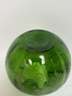 MCM Vintage blown Bohemian Glass hand enameled Green Rose Bowl - Gold decoration — photo 4
