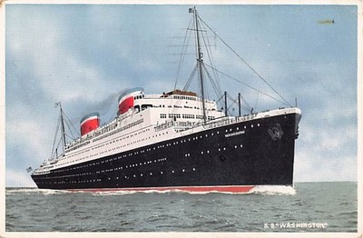 SS WASHINGTON, UNITED STATES SHIP LINE, ARTIST IMAGE ~ used Sea Post 1936