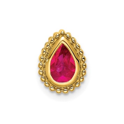 14 Karat Gelbgold Birne Rubin Kette Plättchen Anhänger