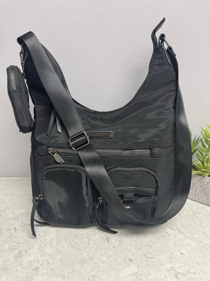 Adrienne Vittadini Negro Nylon Bandolera Cartera Bolso de Mano Viaje Festival Excelente Foto 2 de 4