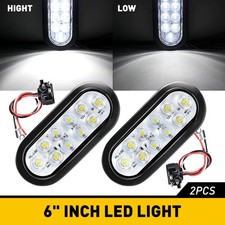 White Trailer 6" 2x Trailer Oval Lights Truck 10 LED Stop Tail Turn Brake Waterp