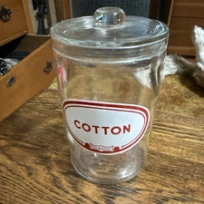Vintage Glasco, Aloe, Medical Apothecary Glass Jar, Cotton Glass Lid DR Office