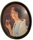 Vintage Lot of 3 Coca-Cola Serving Tray Metallic Plate w/ Dressed Up Female