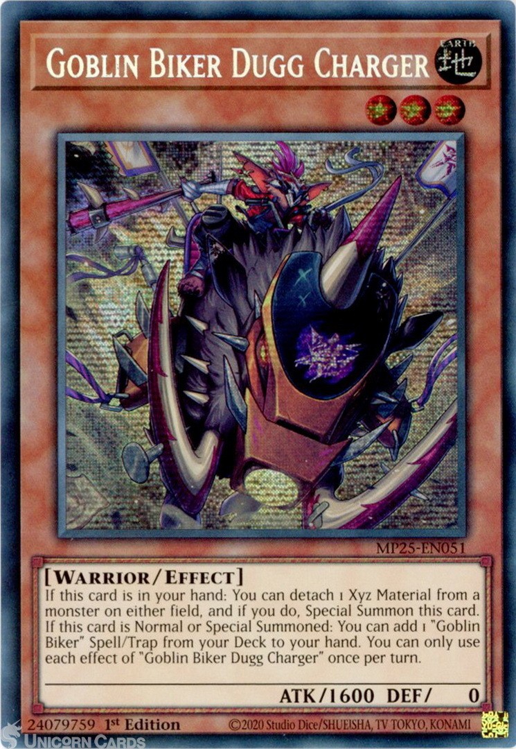 MP25-EN051 Goblin Biker Dugg Charger : Prismatic Secret Rare 1st Edition Mint Yu