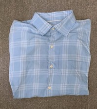 Peter Millar Men's XL Light Blue Plaid Button Down Shirt Luxury Performance