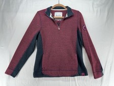 Women  s Textured Quarter Zip Pullover by Weird Fish Size 12 Burgundy  Navy