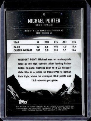 2023-24 Topps Midnight #72 Michael Porter Jr. Zodiac Refractor