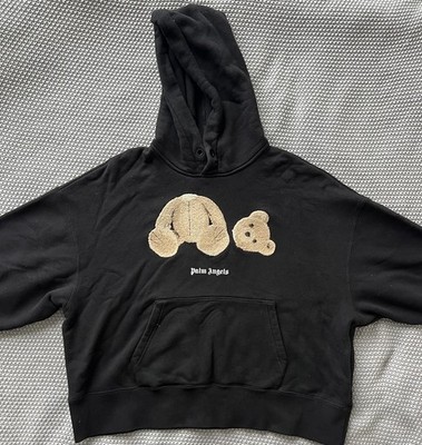 Palm Angels Black Graphic Bear Pullover Hoodie M Unisex Long Sleeve Hooded