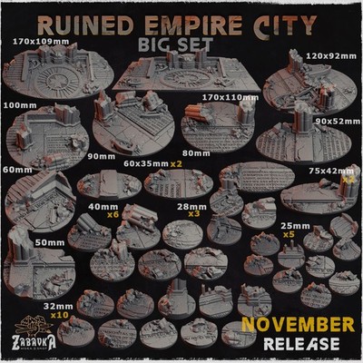 Ruined Empire City Basen, 14 Größen - Tabletop - Wargaming - 3D-Druck